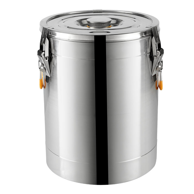 Cubo aislado de acero inoxidable 304 Cubo de hielo de gran capacidad para puestos en el mercado nocturno Cubo de arroz aislado comercial engrosado de doble capa Cubo de té con leche