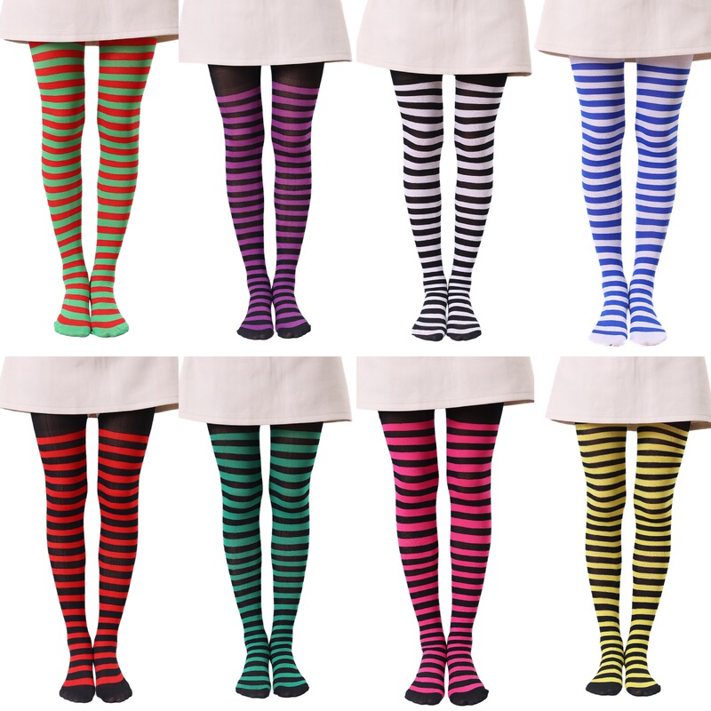 Cross-border Halloween Christmas striped pantyhose women stage party costume accessories color stockings factory direct supply