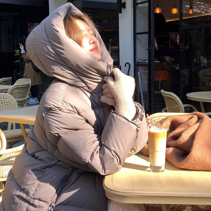 网红贝贝冬季新款长款过膝羽绒服女连帽宽松时尚洋气加厚保暖外套|undefined