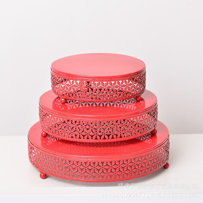 Amazon apoyos de boda europea bandeja de pastel redonda de hierro forjado estante de pastel de frutas bandeja de refrigerio lote