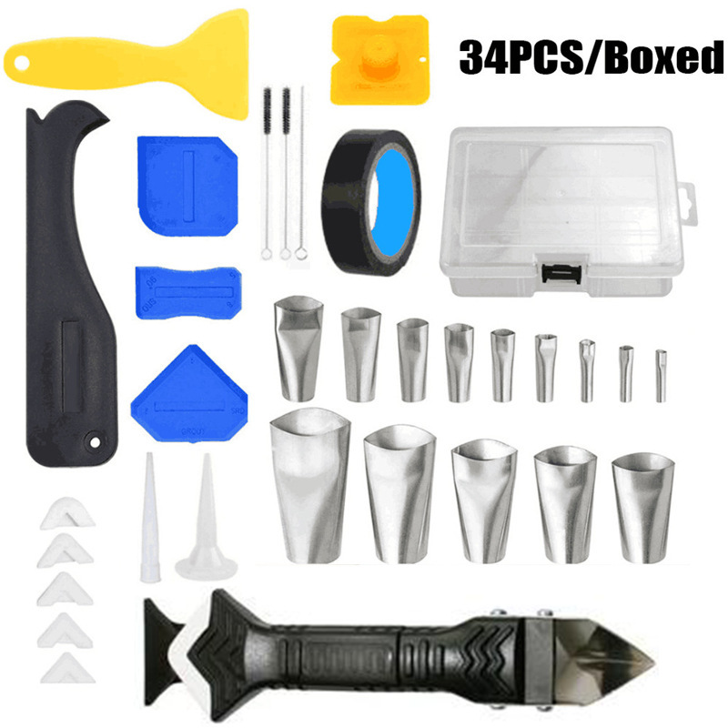 En caja de 34 piezas 3-en-1 raspador de metal recubrimiento de calafateo raspador sellador tratamiento belleza herramienta conjunta