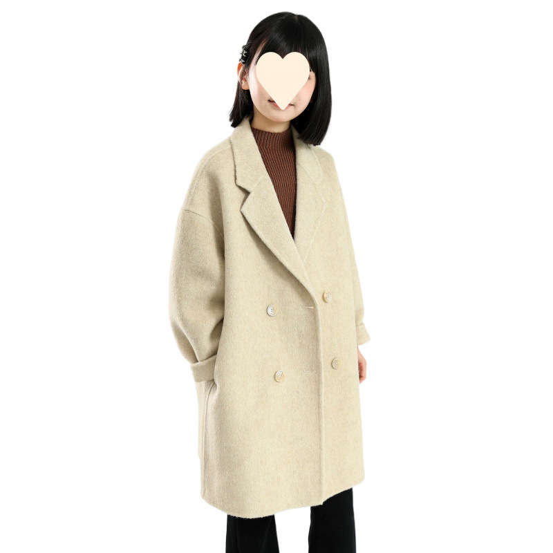 샹샤오바 여아 24 가을 겨울 신상 양면 모직 코트 여아용 롱 3색 모직 코트