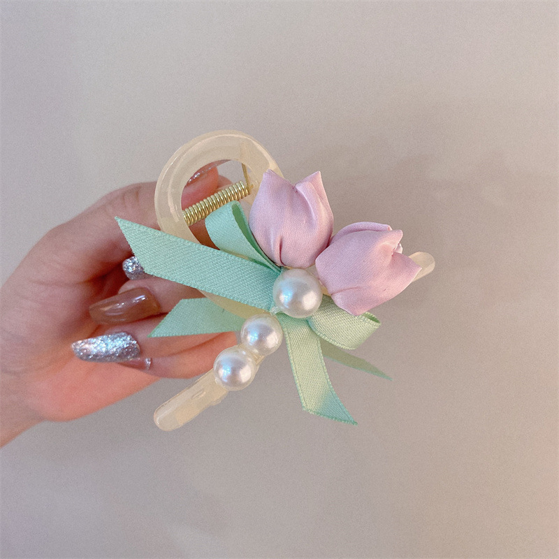 Tulipan temperamento universal super cabello de inmortalidad atrapar dulce chica rosa cabello de pinza de pez adornamiento para el cabello