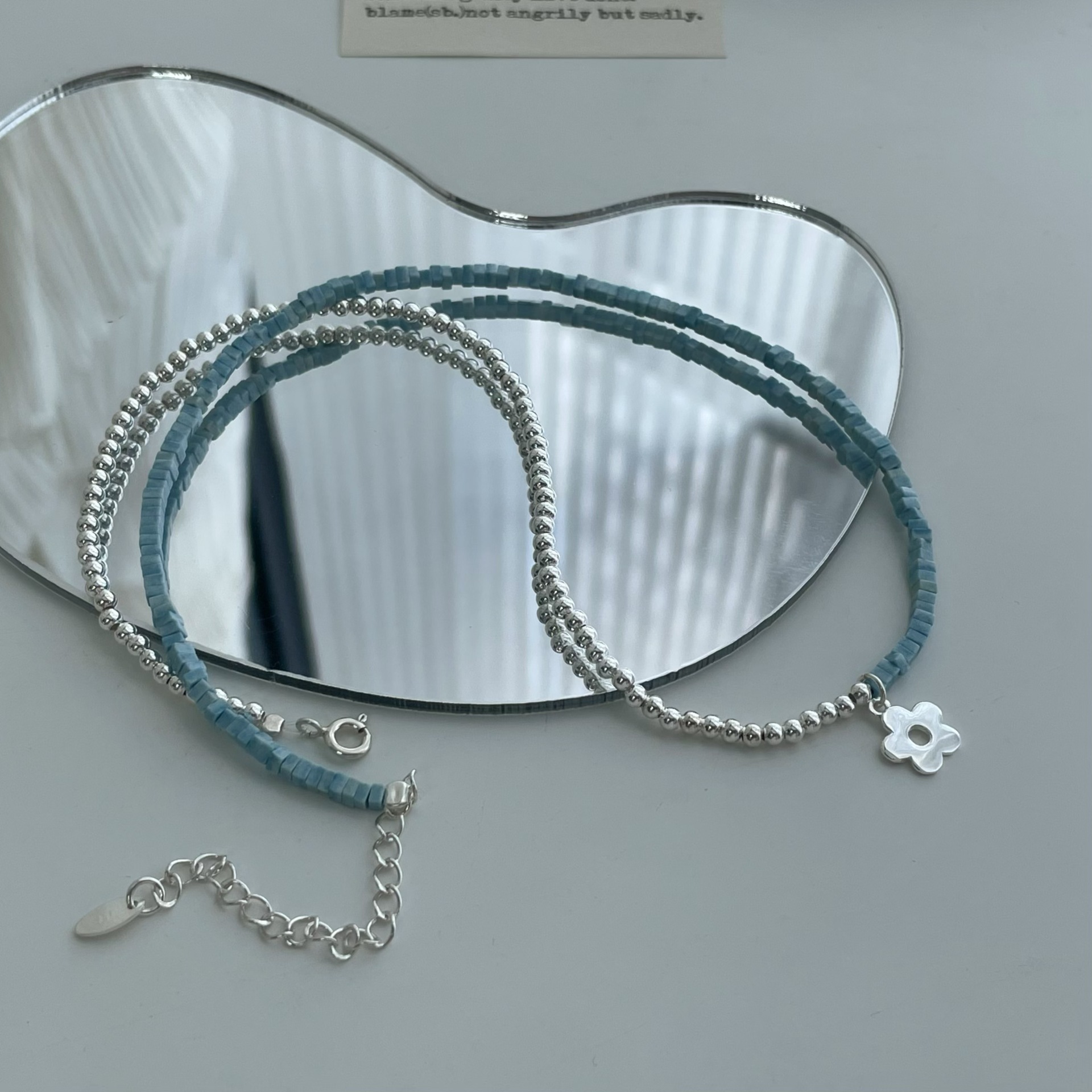 Full view of the sterling silver necklace and bracelet set