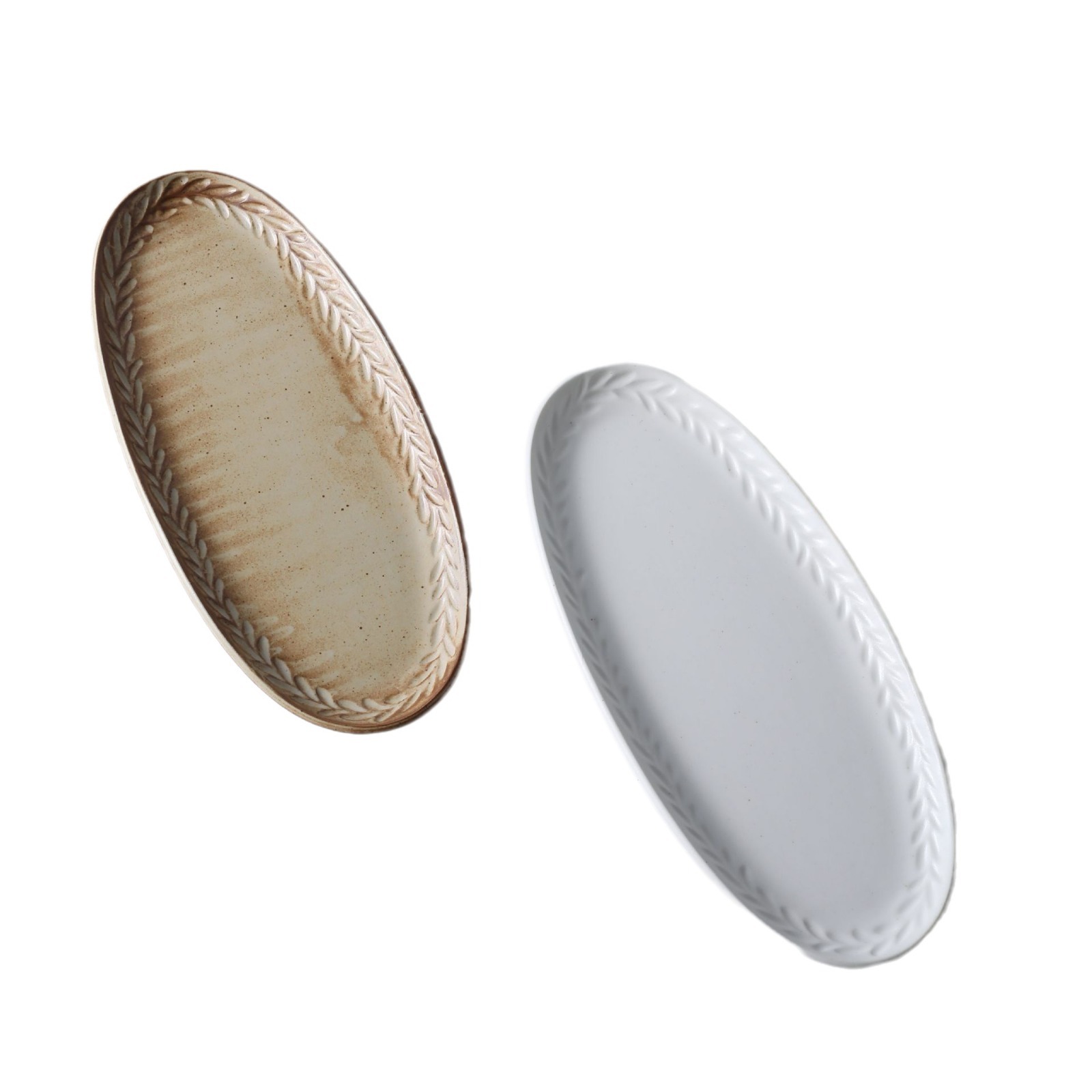 Platos ovalos modernos y simples platos de cerámica de alto valor plato de platos de pescado al vapor plato superficial exquisito platos de comida occidental