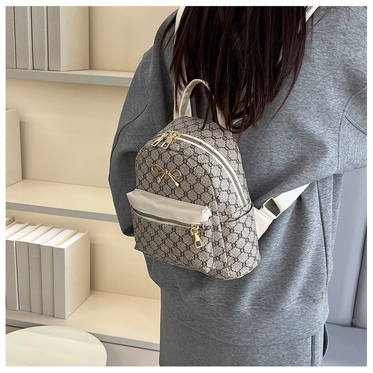Polyester Lining Material Wear-Resistant Bow Knot Daily Street Zipper Backpack