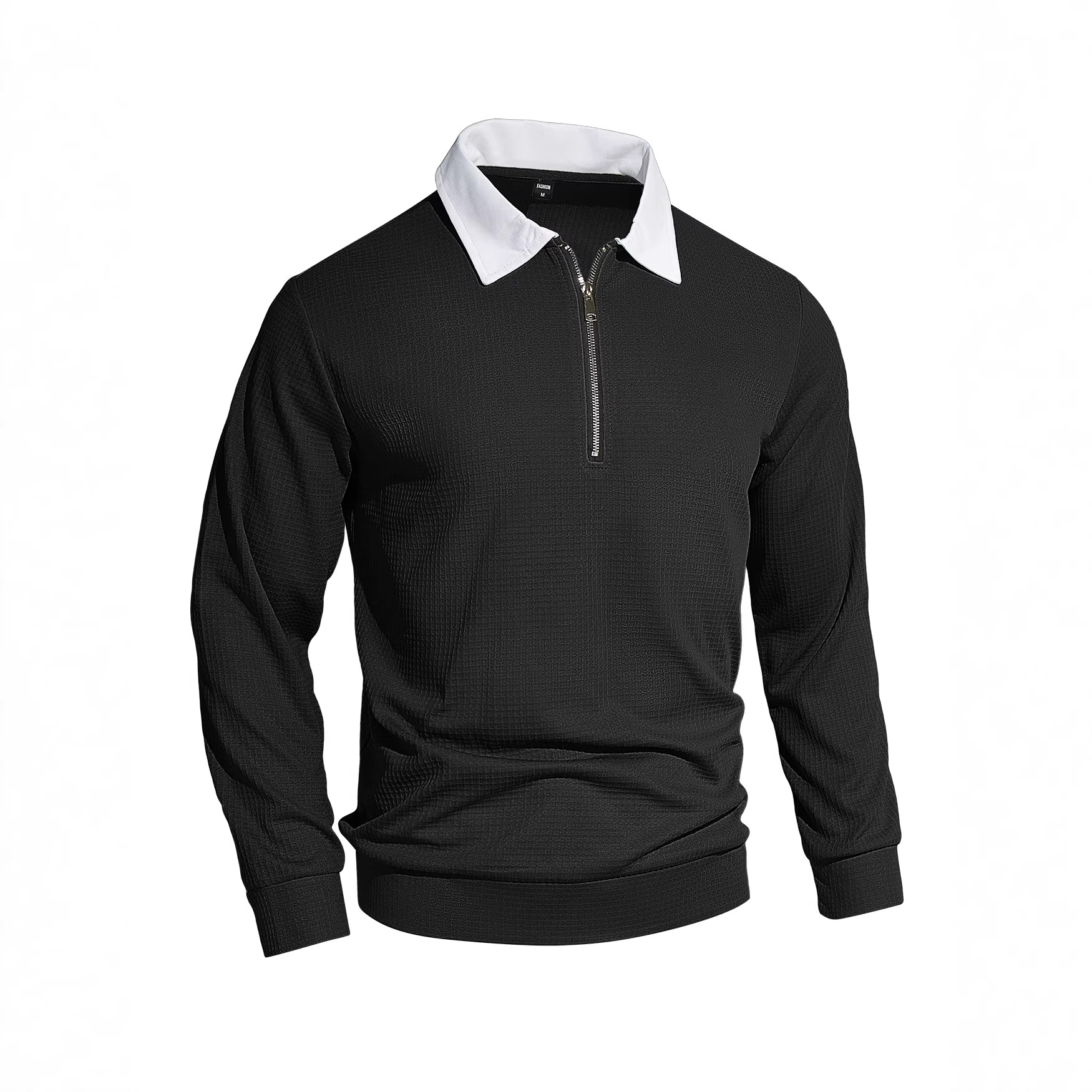 Europa y los Estados Unidos de la nueva primavera de hombres con solapa semiacremallera Waffle color superior americano casual comercio exterior jersey
