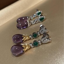 妹妹说紫色很有韵味高颜值紫色耳钉耳环女轻奢感百搭耳饰一件代发