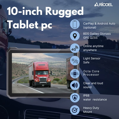 10 Inch 1000Nits Off-Road Rugged Gps Gnss Carplay Industrial Tablet Pc Rs232 (Car Convenient GPS Navigation)