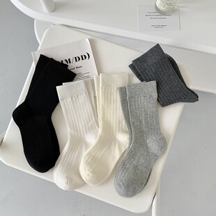 25 Spring and Summer Lightweight Breathable Socks Women's Mid-barrel Trendy Japanese Solid Color Slimming All-match Sports Summer White Stockings