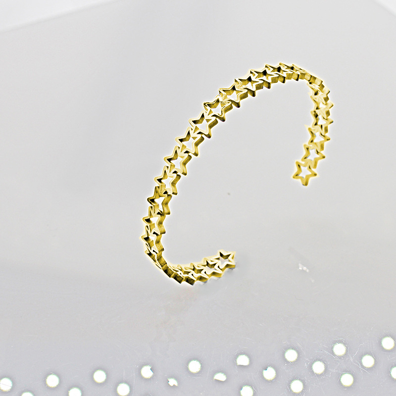 Retro Star Stainless Steel Plating Bangle 1 Piece