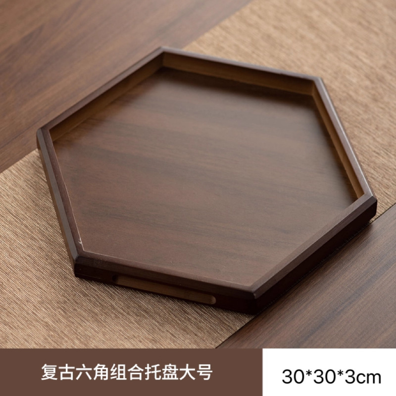 中式高档家用放水杯子竹制方形多功能收纳盘面包蛋糕下午茶餐盘|undefined