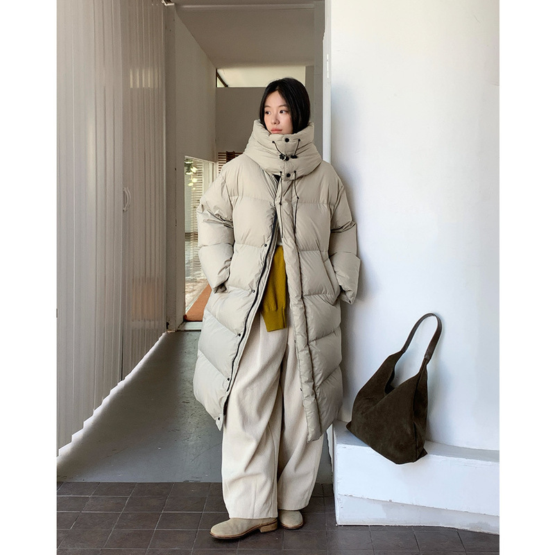 Evertrue 90 White Duck down Stand Collar down Jacket for Women, Warm Winter Korean Style Mid-Length Coat 38072 Evertrue 90 White Duck down Stand Collar down Jacket for Women, Warm Winter Korean Style Mid-Length Coat 38072
