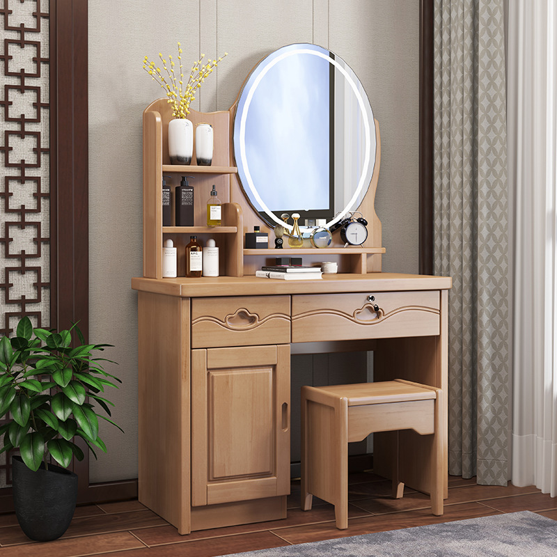 Tocador de madera maciza dormitorio moderno minimalista mesa de maquillaje gabinete de almacenamiento multifuncional integrado pequeño apartamento muebles de madera maciza