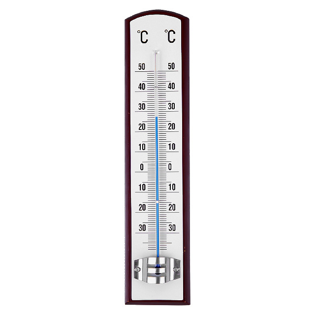高精度易读取刻度室内室外花园木制玻璃管温度计