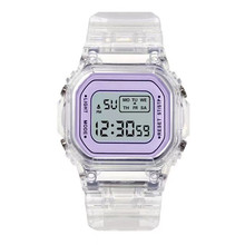 新款ins風韓版透明表帶精致電子手表學生款運動款學生電子手表