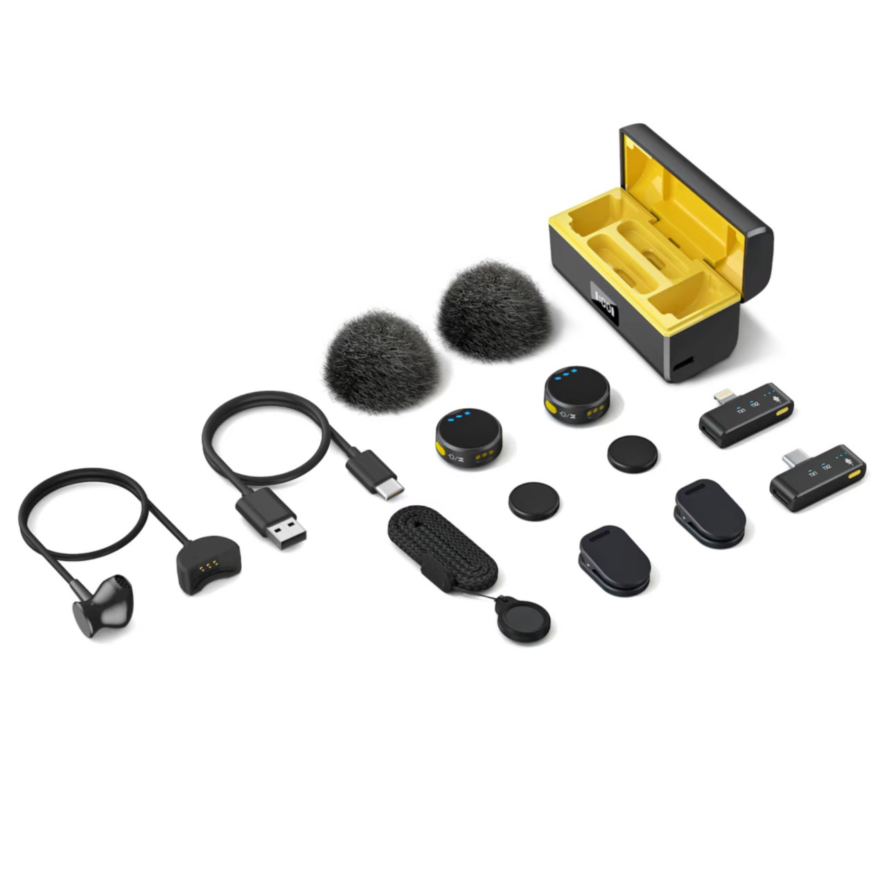 Black and yellow two-drag two standard + monitoring + lanyard + windproof hood *2