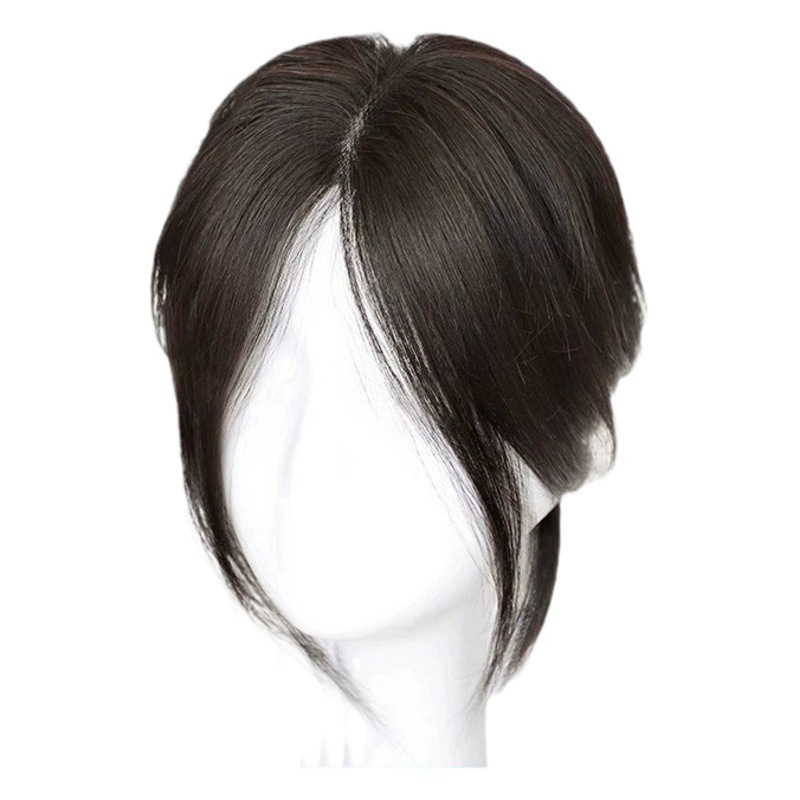 Ocho caracteres Bangs pieza de peluca cabeza femenina aumento de cabello volumen esponjoso alto Cráneo superior simulación de frente natural que cubre el cabello blanco reemplazo de cabello