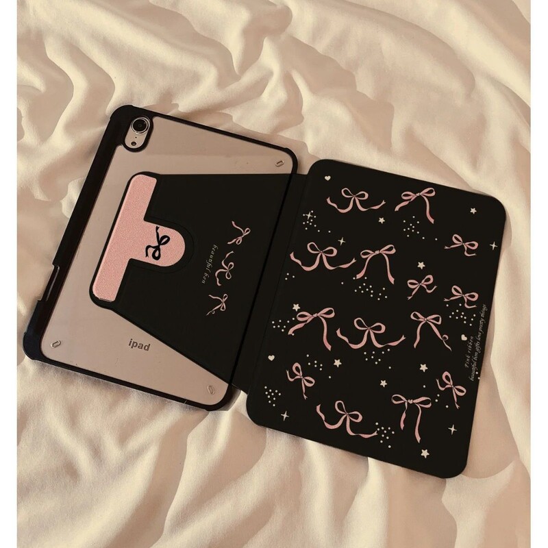 Korean Black Bottom Pink Bow Suitable for Xiaomi Tablet 6 Protective Cover 5Pro Rotating Acrylic Redmi Padse11 Korean Black Bottom Pink Bow Suitable for Xiaomi Tablet 6 Protective Cover 5Pro Rotating Acrylic Redmi Padse11