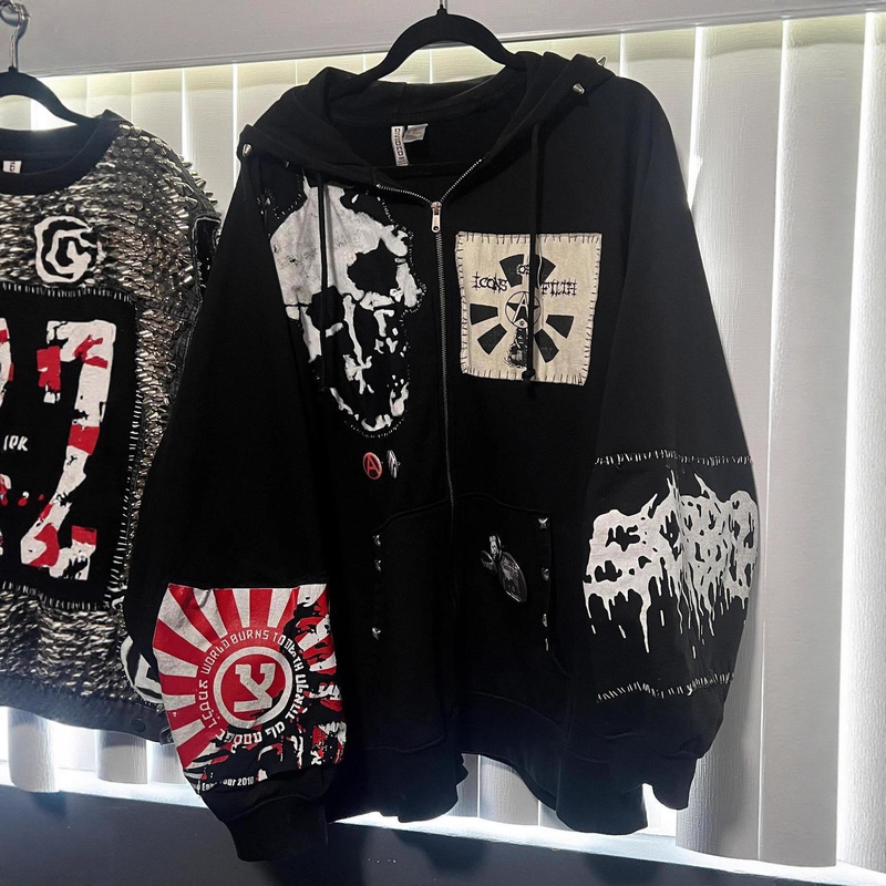 Cross-Border Export European and American Halloween Gothic Punk Loose Skull Sexy Hooded Cardigan Sweatshirt Jacket Spring & Fall Style