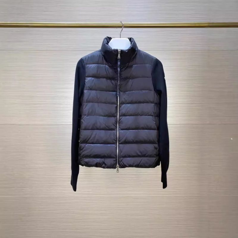 蒙家立领针织拼接袖标羽绒服女生轻薄羽绒女款蒙口外套冰激凌色|undefined