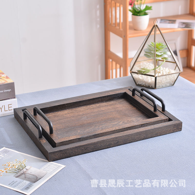 En stock bandeja de madera americana hogar salón fruta té bandeja casual tarde té pastel pan Zen té bandeja
