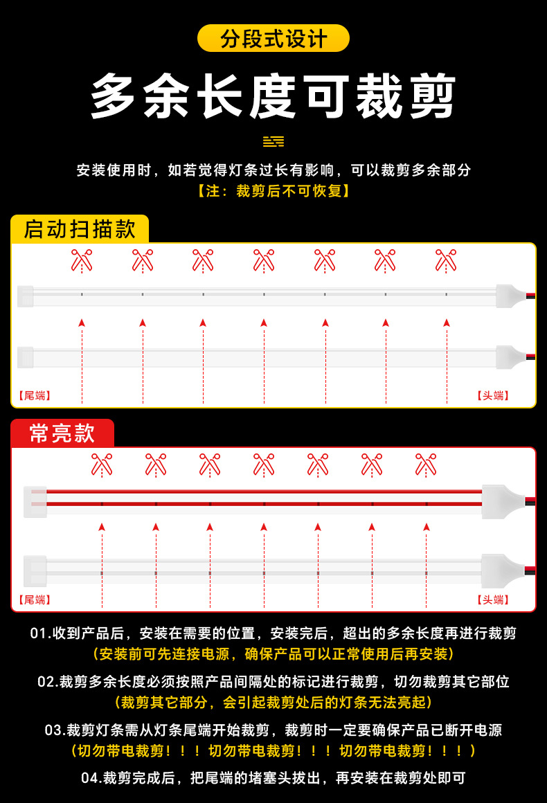 High-Brightness Car Trunk Lighting Ambient Light, Interior Decoration Led, Wire-Free Automatic Sensing Trunk Light Strip