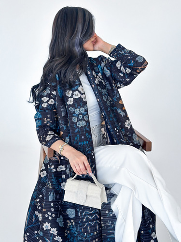 Middle East Dubai abaya Arab women's clothing Miyake Issey coat pleated print long Abaiya high-end