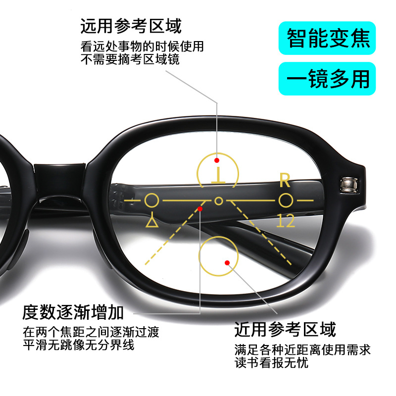 Mirar lejos y ver cerca de las gafas de edad, moda multifocal portátil plegable para hombres y mujeres, fotosensibles, elípticas de decoloración de las gafas de edad