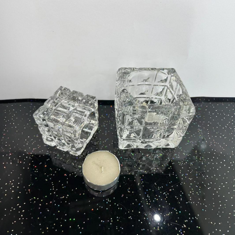 Candelaria de vidrio de cristal cuadrado creativo de pequeñas plantas tazas de maceta de vidrio transparente tazas perfumadas decoración de mesa