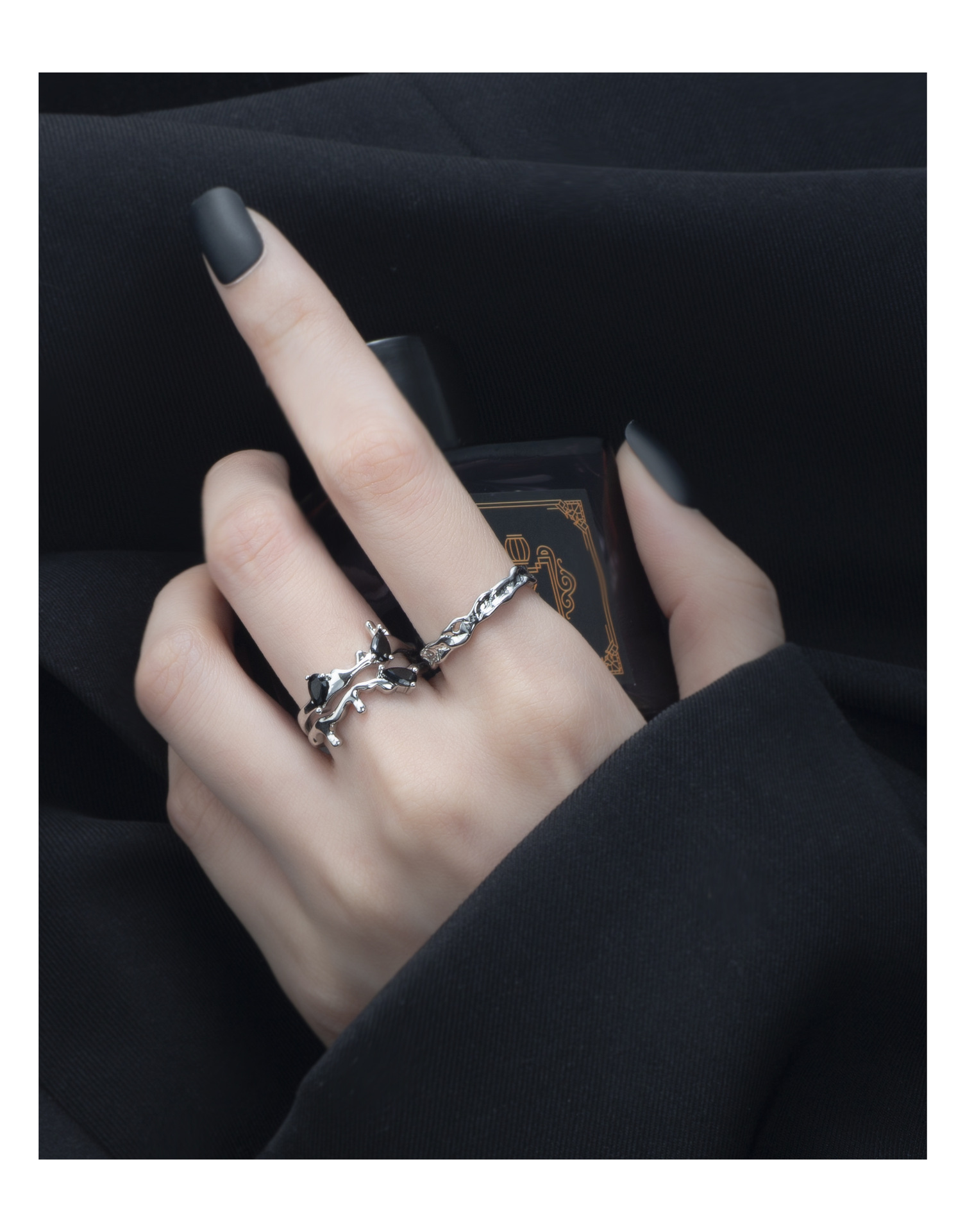 INS Style Water Droplets Copper Plating Inlay Zircon Rings 1 Piece