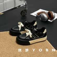 厚底德训鞋女2025秋季新款chic皮面板鞋小众圆头运动鞋G1530