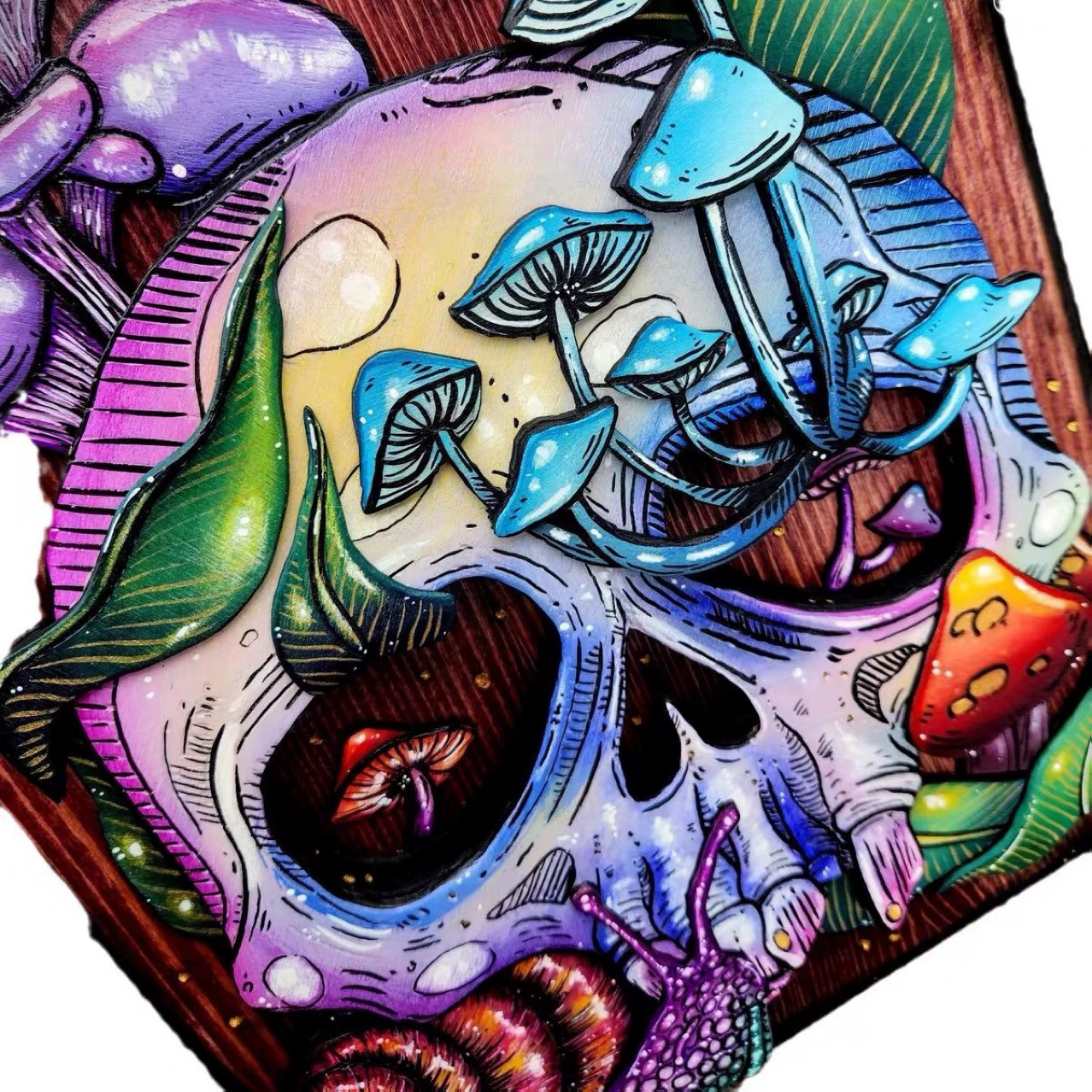 SKULL and Nature Hidden Key Box skull Mushroom Hidden Key Box