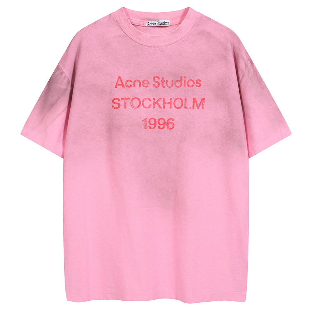 Edición correcta 2023SS nuevo hacer viejo agujero AXD impresión gradiente camiseta de manga corta camiseta superior de ambos sexos