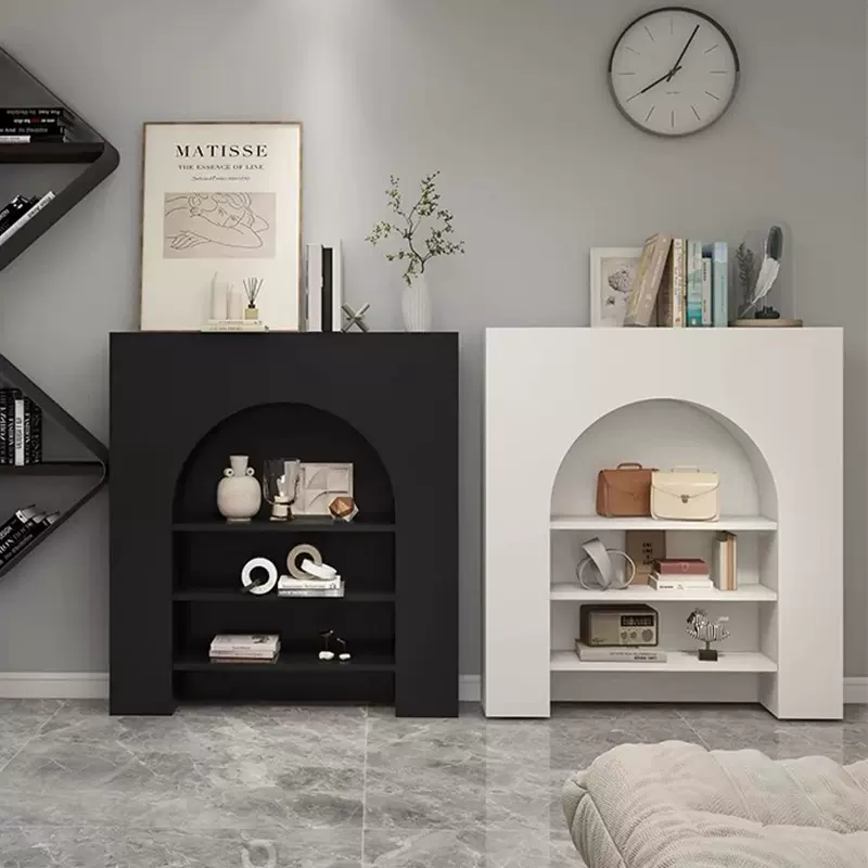 客厅装饰柜防真壁炉柜民宿简约白色装饰柜置物架陈列柜洞穴玄关柜