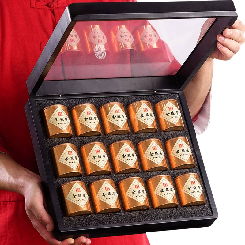 Подарочный подарок с руками маленький золотой горшок Золотой Цзюньмэй черный чай Подарочная коробка Wuyishan Tongmuguan чай подарок Праздник середины осени цельная доставка