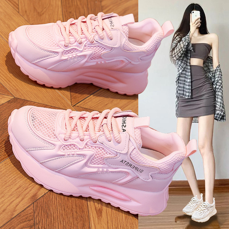 Mesh Breathable Forrest Gump Torre Shoes Women's Explosions 2025 New Thick Bottom Casual Sports Thin White Shoes Trendy