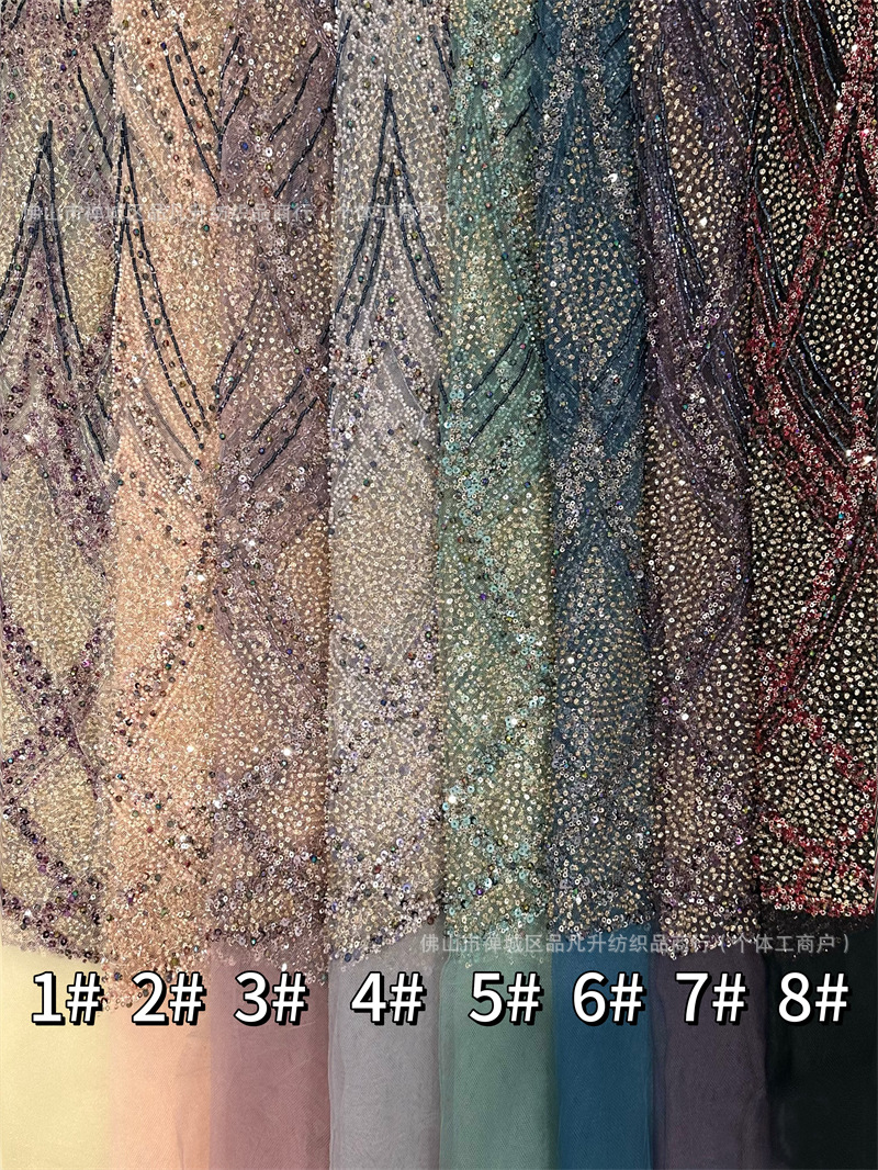 Industria pesada Gaoding vestido de boda tela bordada encaje tubo bordado tela de moda tela de malla sequilla en stock