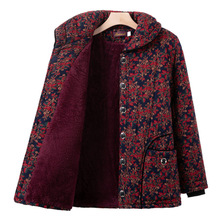 中老年冬装新款加绒加厚棉衣奶奶连帽棉服女装保暖软棉袄妈妈上衣