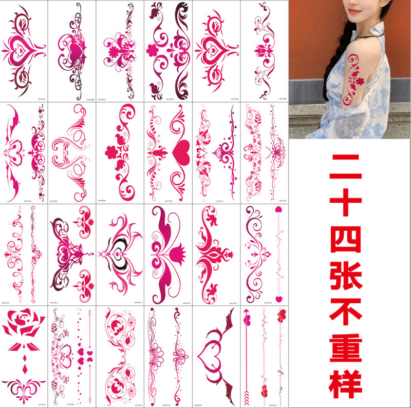 Factory spot wholesale lower abdomen 24 a pack of cross-border cartoon flowers small cute small fresh tattoo tattoo stickers