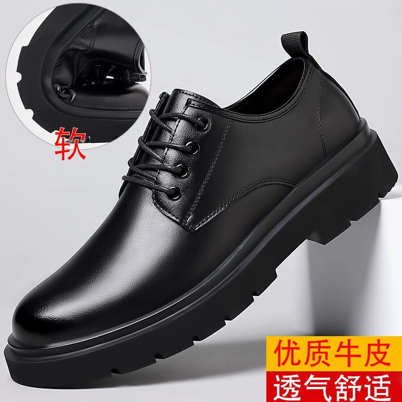 Мужская обувь 2024, весенне-осенние кожаные туфли в стиле ретро, ​​мужские рабочие туфли с большим носком, повседневные короткие ботинки с низким верхом, модные мужские туфли Мартин
