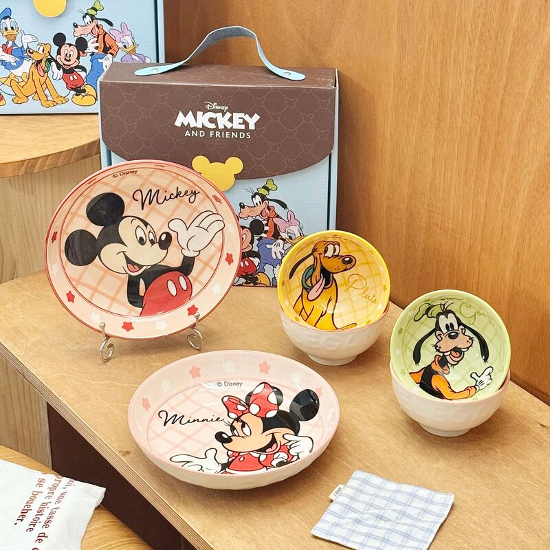 Household ceramic set, ceramic rice bowl, Mickey and Minnie high-value rice bowl, cute children's tableware, yogurt bowl Household ceramic set, ceramic rice bowl, Mickey and Minnie high-value rice bowl, cute children's tableware, yogurt bowl