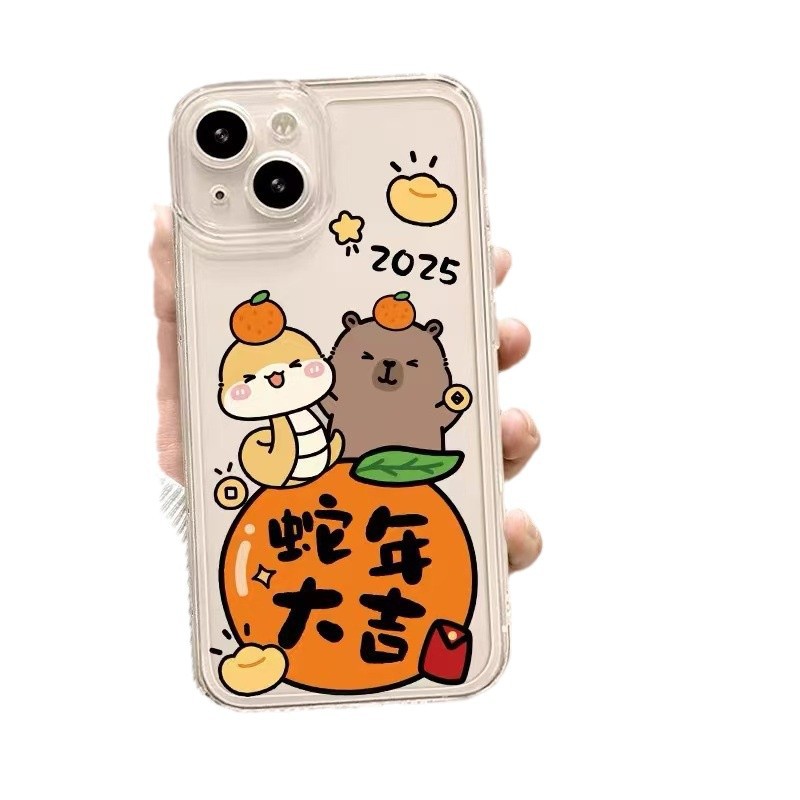 El año de la serpiente es adecuado para la carcasa del teléfono iphone16promax transparente Apple 15 anti-caída 14pro nuevo 13/12