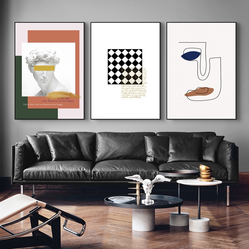Nordic Decorative Painting for Living Room Sofa Background Wall, Modern Minimalist Style Art Painting, Light Luxury Style David Sculpture Nordic Decorative Painting for Living Room Sofa Background Wall, Modern Minimalist Style Art Painting, Light Luxury Style David Sculpture