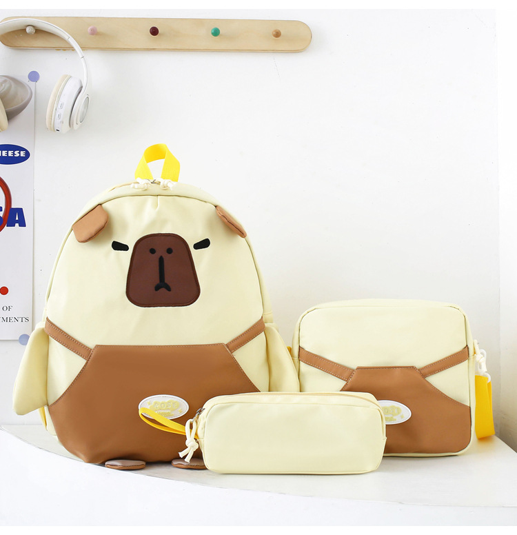 Kids Backpacks Cute Capybara Handbag For Primary And Secondary School Students, Korean Version, Junior High School Tutoring Bag, Backpack_voghion.com
