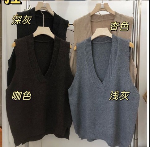 2025韩版V领马甲女秋冬外穿中长款宽松大码针织毛衣背心宽松显瘦|undefined