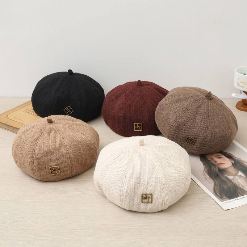 Solid Color Simple Retro Style Personalized Beret, Stylish and Casual, Artistic Street Style for Women, Cute Painter's Hat