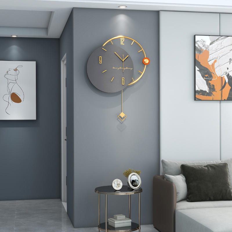 Reloj de pared moderno y accesorio de lujo para sala de estar, decoración sencilla de alta gama para el hogar, reloj silencioso, reloj creativo sin perforaciones para colgar en la pared