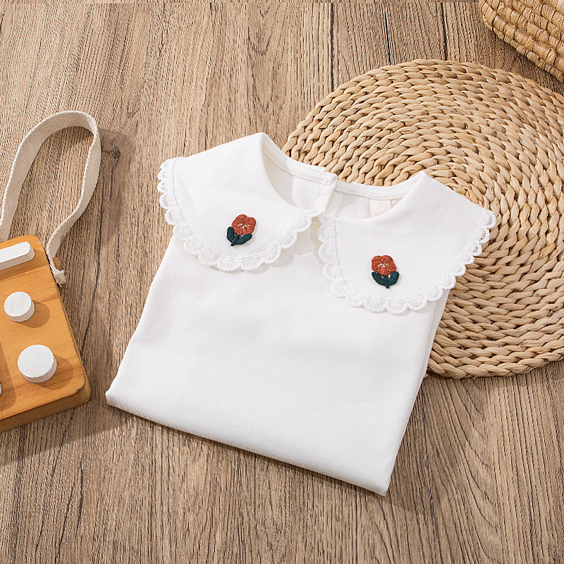 Girls' bottoming shirt large stretch girls' lace all-match shirt doll collar children's long-sleeved T-shirt Girl shirt