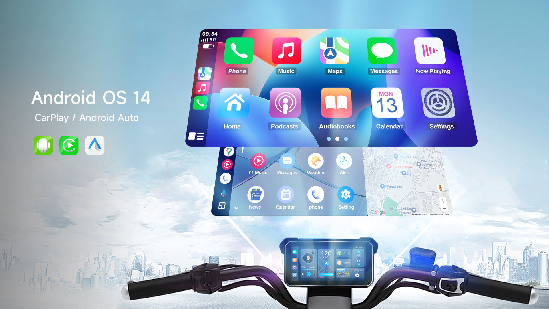 Cross-Border Customized Motorcycle Dashcam with High-Definition Dual Recording and Carplay Navigation